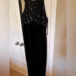 Black high neck floor length gown